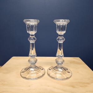 Tall Crystal Candleholders for Taper Candles, Vintage Candlestick Holders, Set of 2