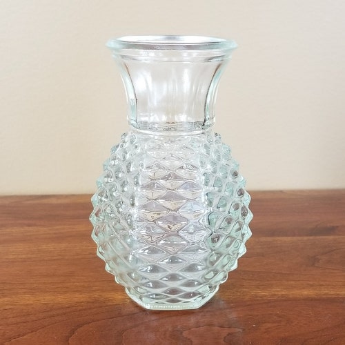 Vintage FTD Pineapple Vase Clear Pressed Glass Vases Etsy