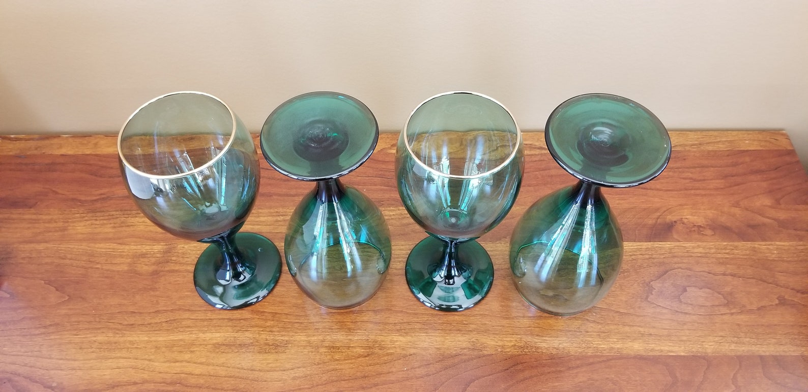 Vintage Green Wine Glasses Libbey Juniper Wine Glasses Green Etsy