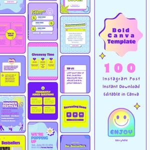 100 plantillas de Canva llamativas / Kit de carrusel de Instagram / Paquete de marketing editable y estético