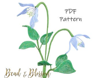 French Beaded Clematis Pattern: BEGINNER - Wire + Seed Bead flower (PDF Pattern)