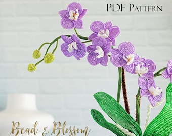 French Beaded Miniature Moth Orchid Pattern - INTERMEDIATE - wire wrapping + seed beads project (PDF Pattern)