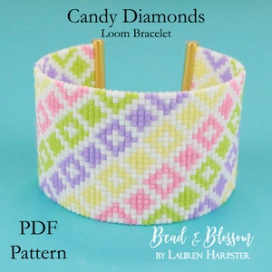 Perlenarmband-Muster „Candy Diamonds“: Pastellfarbene geometrische Webtechnik (PDF-Muster)