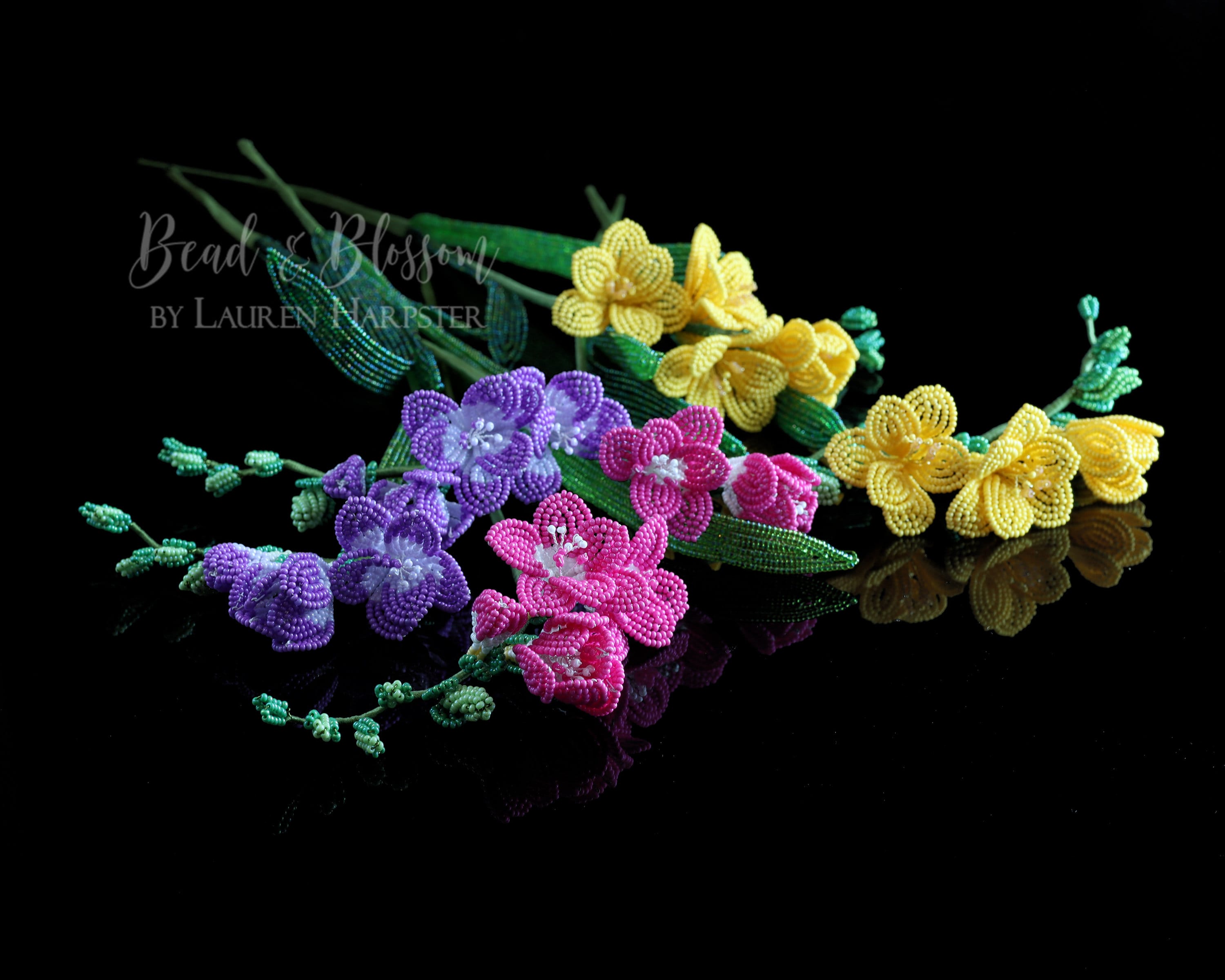French Beaded Freesia Pattern - INTERMEDIATE - Wire Wrapping +