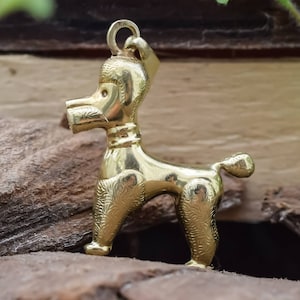 14k Gold Poodle Pendant, Golden Poodle Charm, Dog Pendant, Dog Charm, Vintage Gold charm, Vintage Gold Jewelry, 14k Animal Charm, Golden Dog