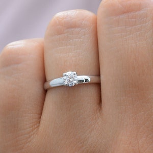 0.25ct 14k Solid White Gold Solitaire Ring, Engagement Ring, Wedding Ring, Promise Ring, Simple Gold Ring,14k Gold Ring, Gemstone Ring