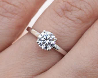 0.9 ct Round Solitaire Engagement Ring, Promise Ring, Wedding Ring,Bridal Ring, Man Made Diamond Simulants, Gift for her