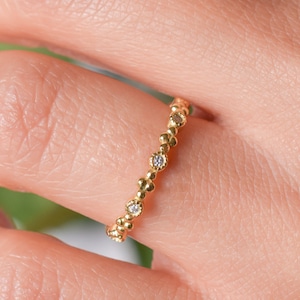 Gold Dot Eternity Band, Man Made Diamond Simulant, Art Deco Ring