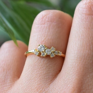 0.5 ct Gold Cluster Ring, Engagement Ring, Promise Ring, Wedding Ring,Anniversary Ring,Diamond Cluster Ring, Gift For Her
