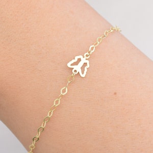 Pulseira de borboleta de ouro maciço 14k, pingente de borboleta, pulseira minimalista, pingente de borboleta, pulseira delicada, presente para ela