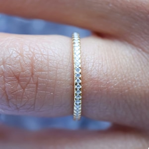 Gold Delicate Half Eternity Ring, Promise Ring, Engagement Band, Wedding Band, Stacking Ring, Dainty Ring, Delicate Ring
