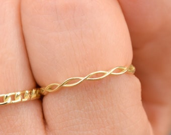 14k Solid Gold Celtic Twist Ring, Gold Stacking Ring, Twisted Rope Wedding Band, Twist Stacking Ring, Infinity Wedding Band, Dainty Ring