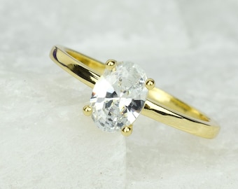 3/4 ct Oval Engagement Ring, Wedding Ring, Oval Ring, Sterling Silver Ring,Promise Ring, Diamond Ring, Yellow Gold Ring