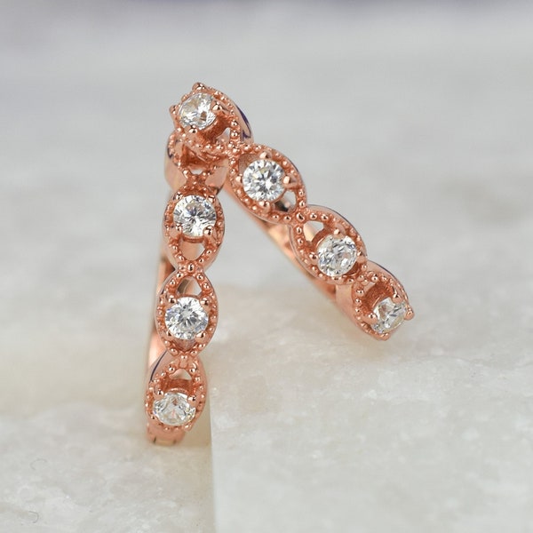 18k Rose Gold Art Deco Earrings, Hoop Earrings, Art Deco Hoop Earrings, Rose Hoop Earrings,  Round Earrings, Vintage Earrings