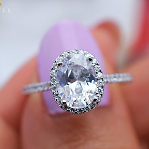 1.5 ct Oval Halo Engagement Ring, Halo Wedding Ring, Man Made Diamond Simulants, Oval Ring, Promise Ring