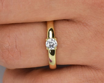 0.5 ct Gold Solitaire Ring, Engagement Ring, Promise Ring, Wedding Ring,Bridal Ring,Solitaire Ring, Gold Ring,Man Made Diamond Simulants