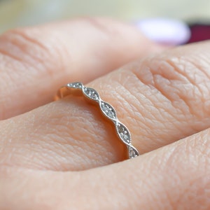 14k gouden volledige eeuwigheidsband, 0,6 kt art-decoband, 14k verlovingsband, vintage stijlring, gouden eeuwigheidsband, gouden ring, stapelbare ring