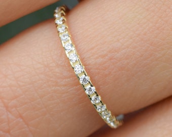 14k Gold Half Eternity Ring, Promise Ring, Gold Engagement Band, Wedding Band,Stacking Ring,14k Eternity Band,Dainty Ring,Diamond Ring Band