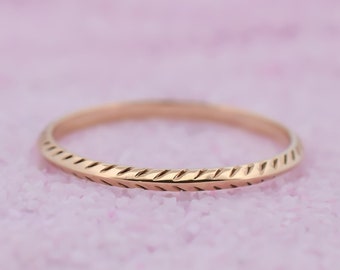 14k Solid Gold Dainty Wedding Ring Band, Gold Stacking Ring, 14K Gold Band, Dainty Stacking Ring, Simple Delicate Ring,Thin wedding band