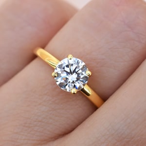 0.9 ct Gold Solitaire Engagement Ring, Promise Ring, Wedding Ring, Bridal Ring, Solitaire Ring, Silver Ring,Man Made Diamond Simulants