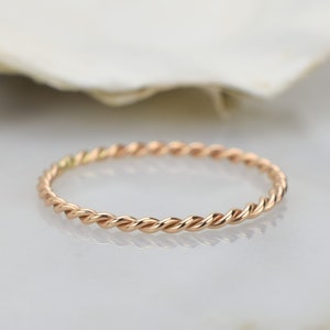 14k Solid Gold Twisted Ring, Twist Stacking Ring, Solid Gold Twisted Rope Wedding Band,Twist Stacking Ring, Dainty Ring, Wedding Band