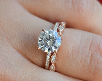 2.2ct 18k Rose Gold Ring, Verlobungsring, Verlobungsring, Braut Ring Set, Rose Gold Ring, Verlobungsring, Braut Ring, Rose Gold Ring