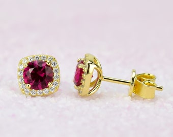 RYLOS Earrings For Women 14K Yellow Gold Diamond & Star Ruby Earrings 6X4MM Color Stone Gemstone Jewelry For Women Gold Earrings RYLOS Earrings For Women 14K Yellow Gold Diamond & Star Ruby Earrings 6X4MM Color Stone Gemstone Jewelry For Women Gold Earrings