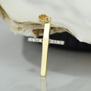 14k Solid Gold Cross Pendant / Gold Protection Pendant / Minimalist Christian Necklace / Dainty Gold Cross Necklace / Gift for her / Baptize