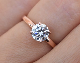 Bague solitaire en or rose 0,9 ct, bague de fiançailles, bague de promesse, bague de mariage, bague de mariée, bague pour petite amie, cadeau pour elle