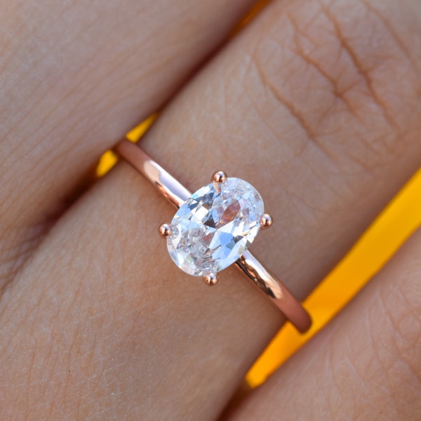 0.75 ct Rose Gold Oval Engagement Ring, Wedding Ring ,Oval Ring, Solitaire Ring, Oval Promise Ring, Diamond Ring,Gift For Her