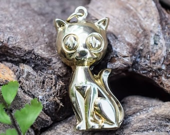 14k Vintage Gold Cat Pendant, Animal Pendant, Gold Cat, Cat Necklace, Vintage Pendant, Vintage Gold Cat, Vintage Jewelry, Cat Charm