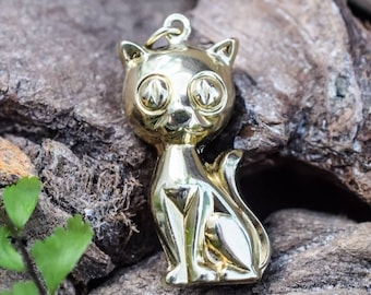 14k Vintage Gold Cat Pendant, Animal Pendant, Gold Cat, Cat Necklace, Vintage Pendant, Vintage Gold Cat, Vintage Jewelry, Cat Charm