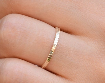 14k Gold Streifen Ring, Gold Stapelring, massiv Gold Ehering,14k dünnen Ring, Ehering, zierliche Stapelring, zarte Ring,Gold Band