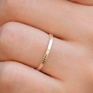 14k Gold Stripe Ring, Gold Stacking Ring, Solid Gold Wedding Band,14k Thin Ring,Wedding Band, Dainty Stacking Ring, Delicate Ring,Gold Band image 1