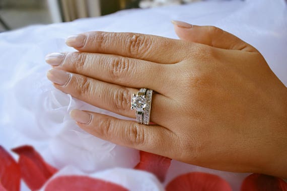 FINAL SALE 3 Ct Solitaire Bridal Set Engagement Ring Man - Etsy