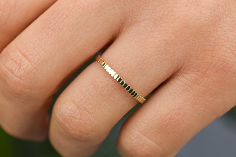 14k Gold Stripe Ring, Gold Stacking Ring, Solid Gold Wedding Band,14k Thin Ring,Wedding Band, Dainty Stacking Ring, Delicate Ring,Gold Band