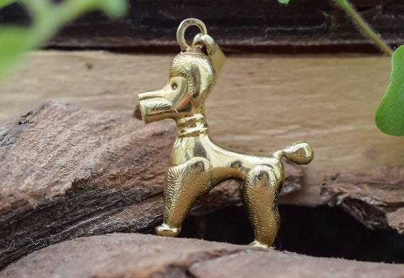Pendentif Vintage Doré - Breloque Charme Chien Caniche Pour Collier Ou Bracelet
