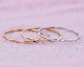 14k Solid Gold Dainty Ring Band, Gold Stacking Ring, 14K Gold Wedding Band, Dainty Stacking Ring, Simple Delicate Ring,Thin wedding band