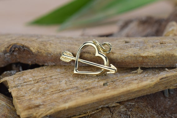 14k Solid Gold Heart Pendant, Vintage Heart Pendan