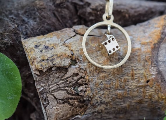 9k Gold Dice Pendant, Vintage Dice Charm, Gold Cha