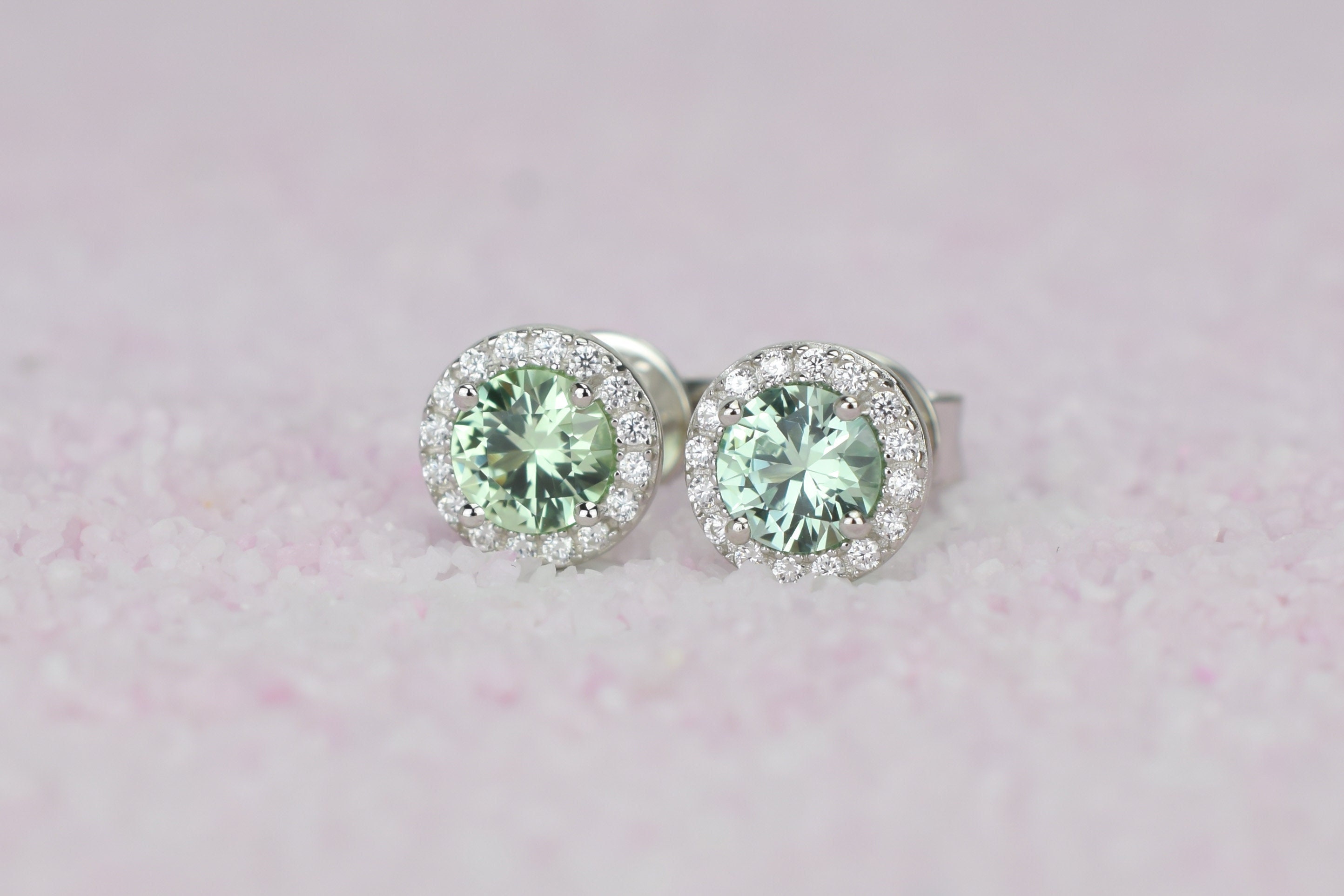 Green Sapphire Stud Earrings