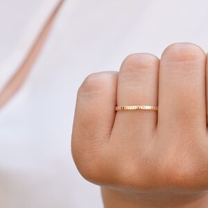 14k Gold Stripe Ring, Gold Stacking Ring, Solid Gold Wedding Band,14k Thin Ring,Wedding Band, Dainty Stacking Ring, Delicate Ring,Gold Band image 2