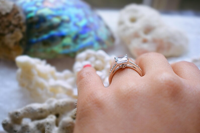 Man Made Diamond Simulant,Wedding Ring,Promise Ring Engagement Ring Ring Solitaire Ring Princess Cut Silver Ring 1.8 ctw Final Sale
