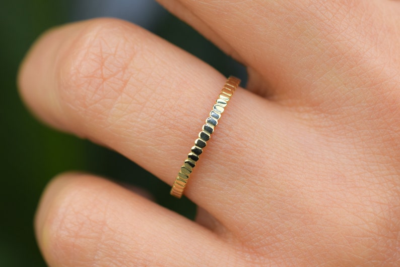 14k Gold Stripe Ring, Gold Stacking Ring, Solid Gold Wedding Band,14k Thin Ring,Wedding Band, Dainty Stacking Ring, Delicate Ring,Gold Band