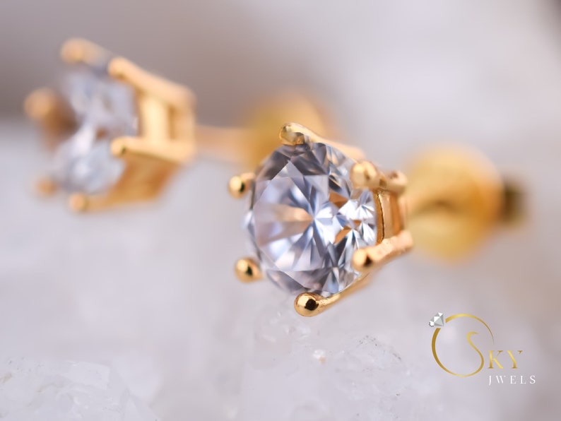 Bridal Earrings Round Studs 1.7 ct Gold 6 Prong Earrings Gold Earrings,6 Prong Studs,Wedding Stud Earrings,Man Made Diamond Simulants