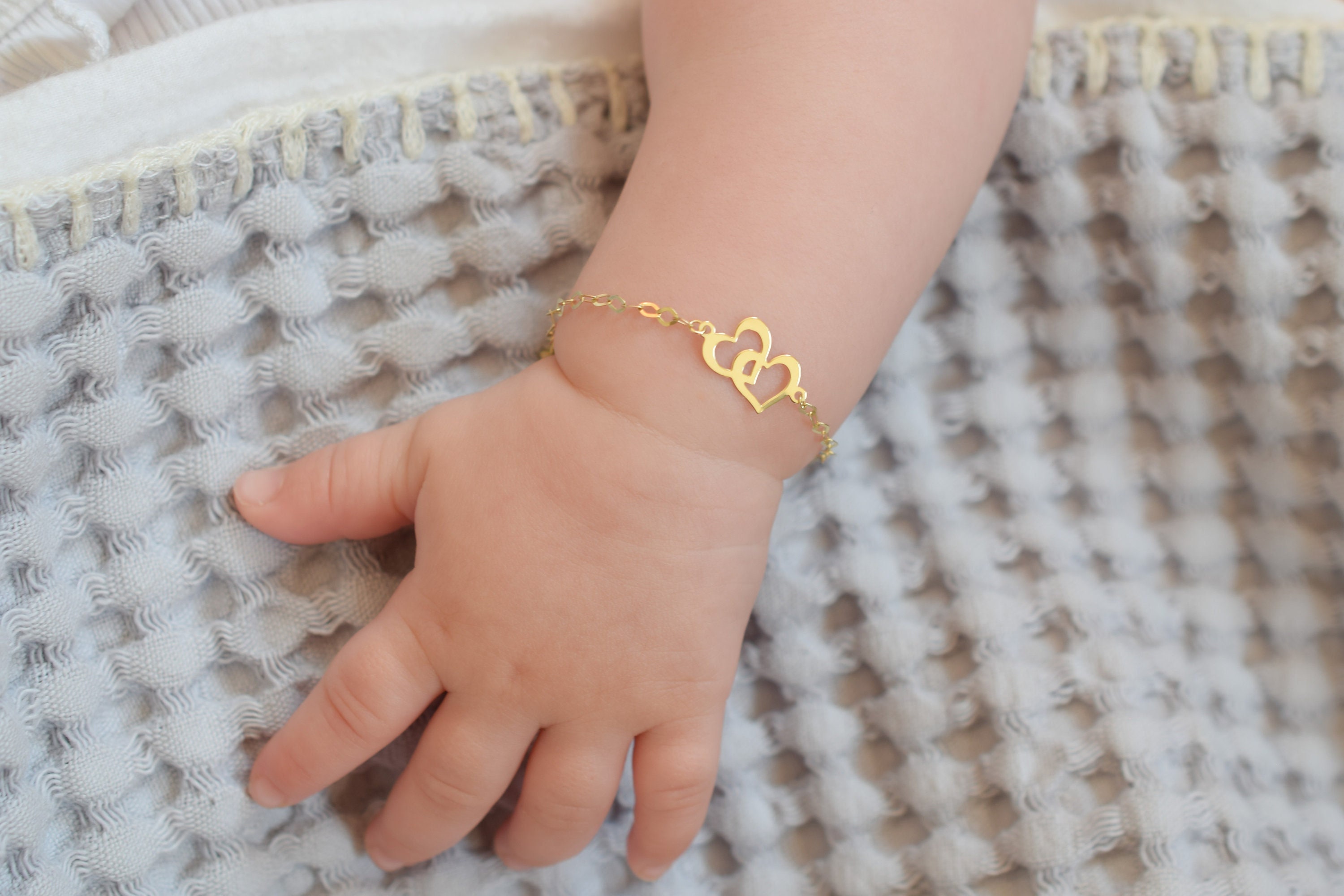 14K Gold Charm Bracelet, Design Your Own Baby/Children's Link Chain Bracelet  for Girls - 14K Gold