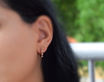 Créoles Art Déco En Or Rose 18k Avec Motifs Géométriques - Occasion