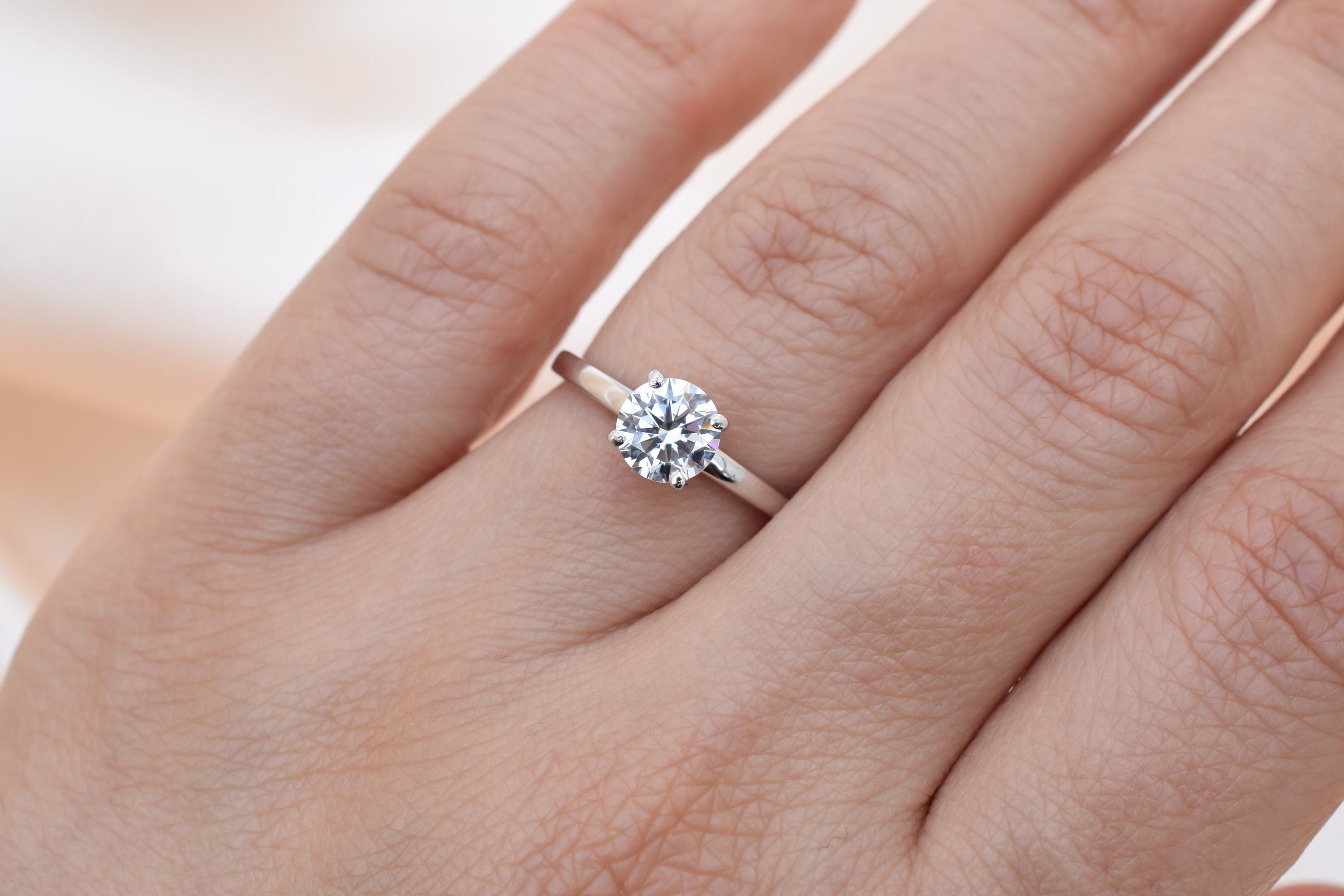 0.9 Ct Round Solitaire Engagement Ring Promise Ring Wedding Ring