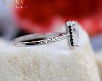 Ensemble de fiançailles rectangle radiant de 2,35 ct, bague de