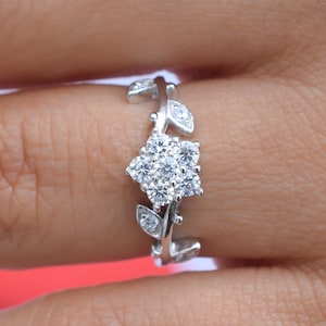 Silver Flower Ring, Flower Engagement Ring, Rose Flower Ring, Unique Promise ring, Nature Silver Ring